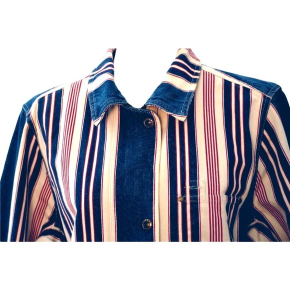 Striped Denim Jacket, Ralph Lauren Jeans Company, Red Off White and Blue Denim - Picture 4 of 10